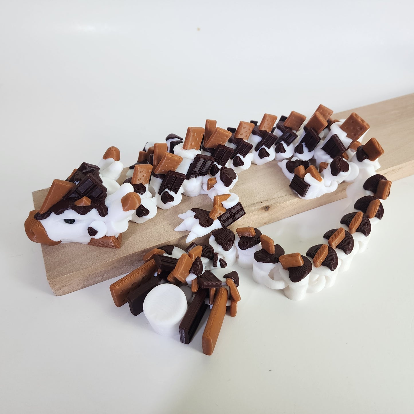 Articulated S'Mores Dragon - White/Light Brown/Brown