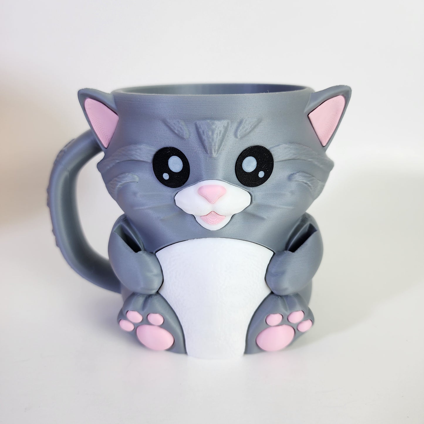 Ice Cream Pint Holder - Cuddles the Cat - Grey/White