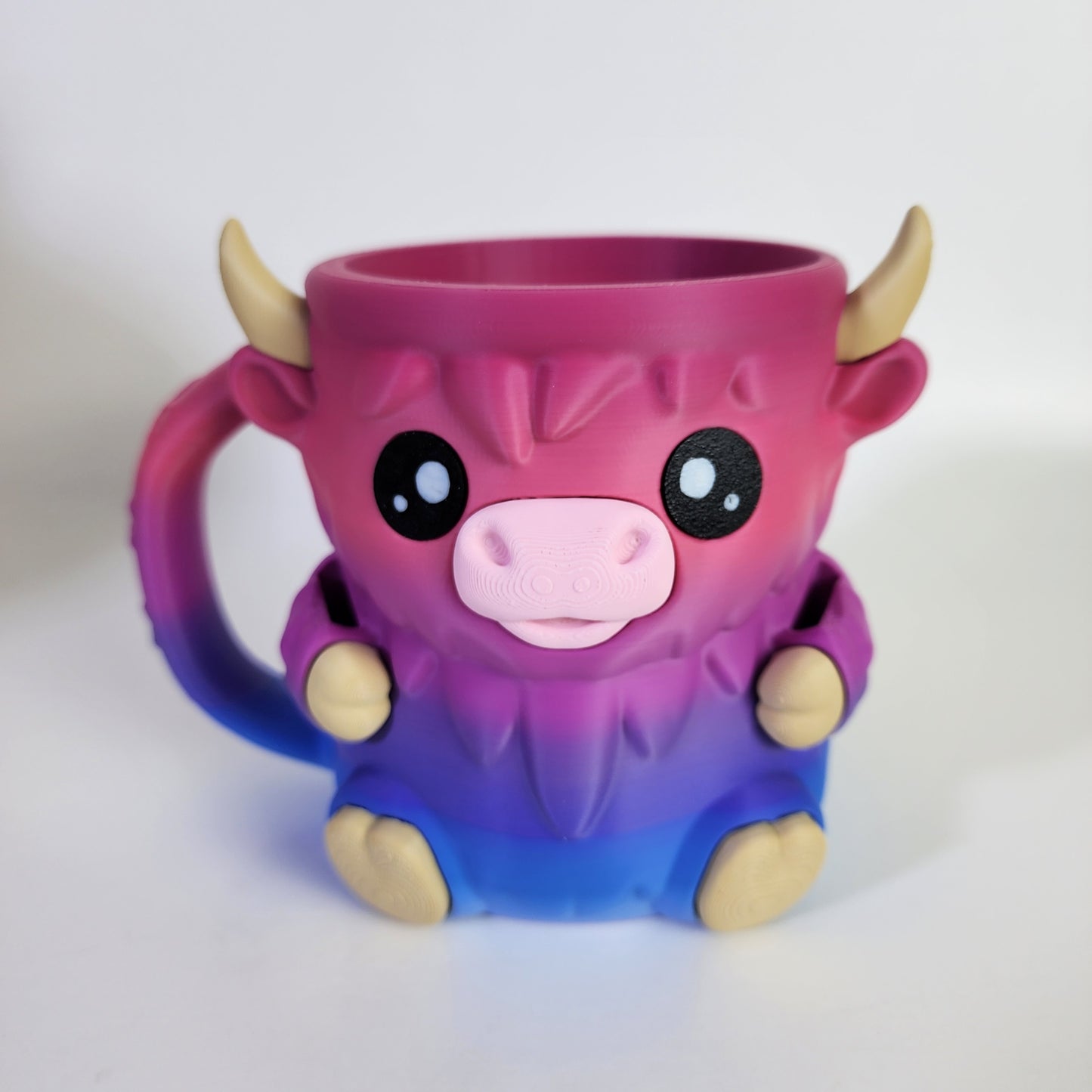 Ice Cream Pint Holder - Ferdinand the Highland Cow - Blue/Purple/Pink Rainbow