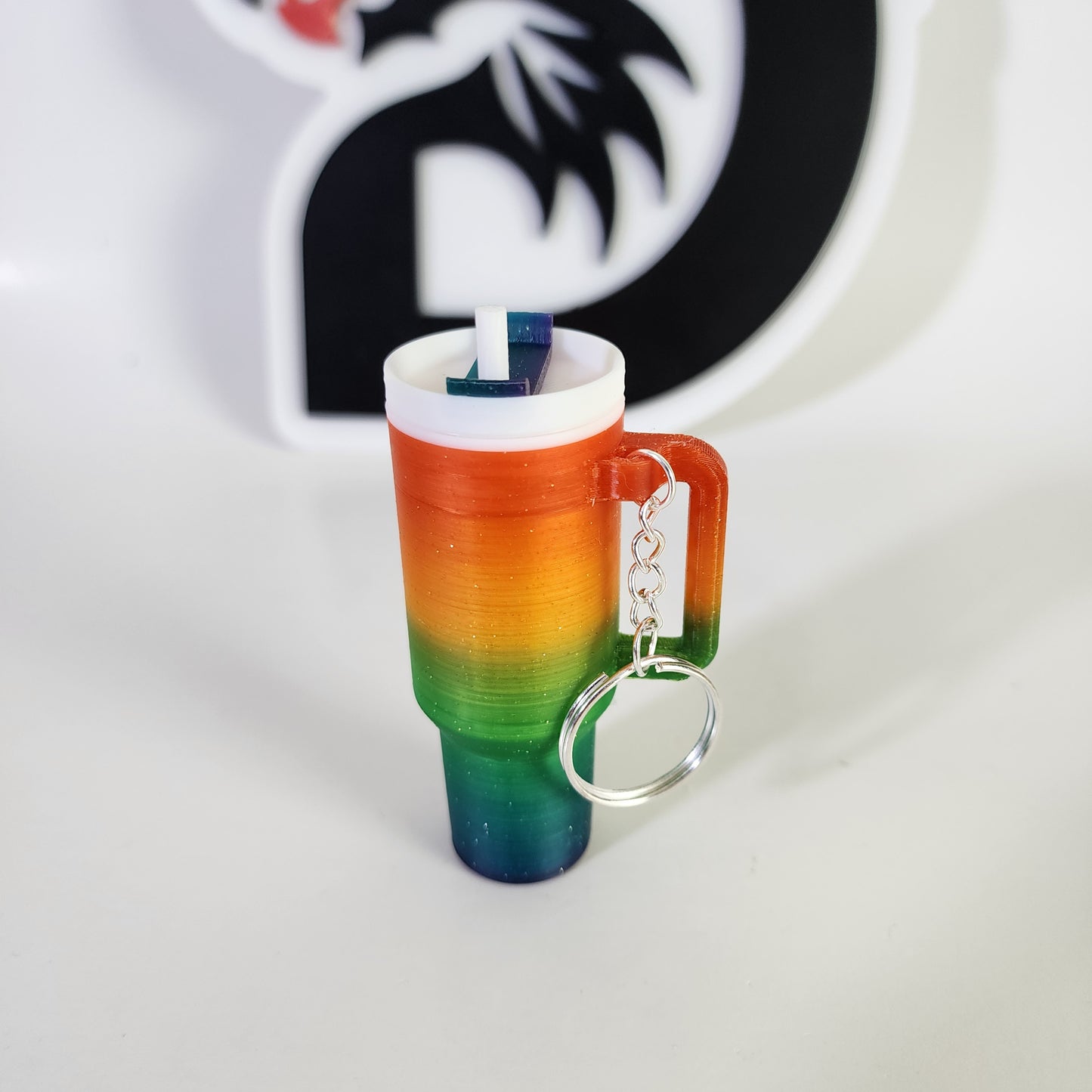 Stanley Type Tumbler Keychain - Rainbow Sparkle