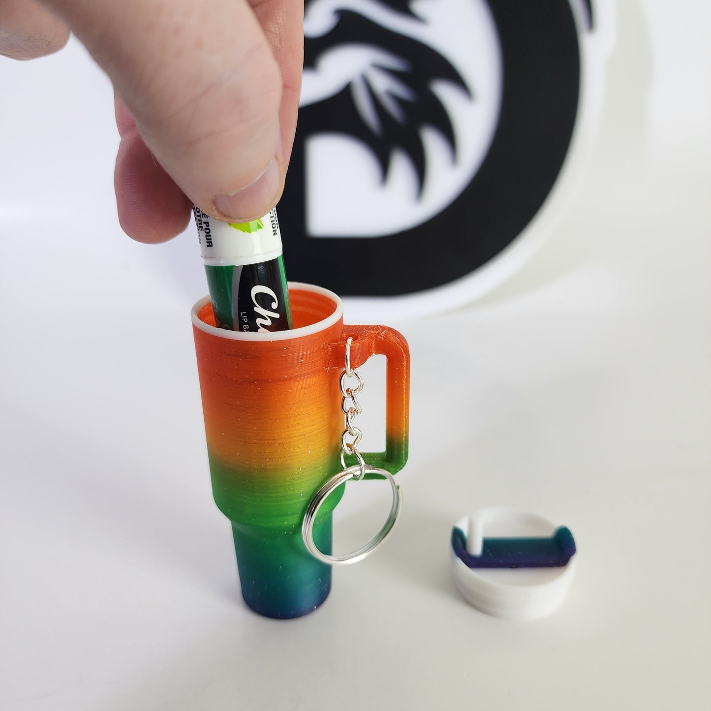 Stanley Type Tumbler Keychain - Rainbow Sparkle