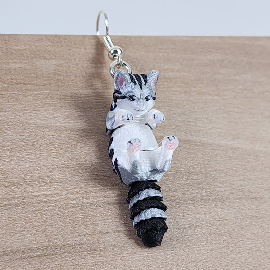 Kitty Earring! Grey Tabby - Adorable Cute Kitty Kitten Articulated Earring