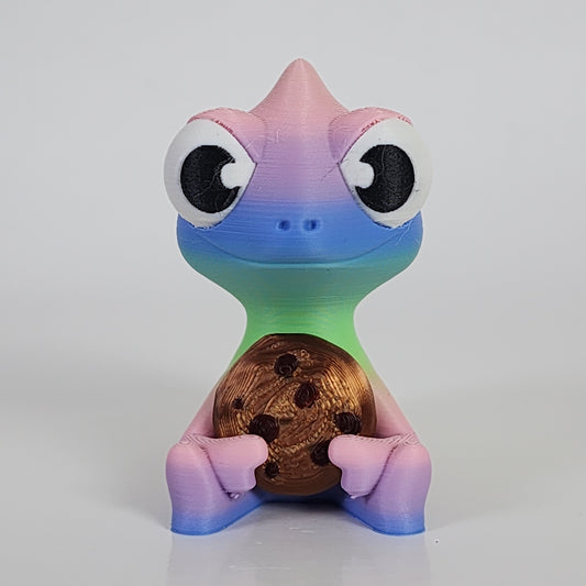 The Karma Stories "Karmen Chameleon" With Cookies! Matte Rainbow Colored. YouTube Channel Mascot!