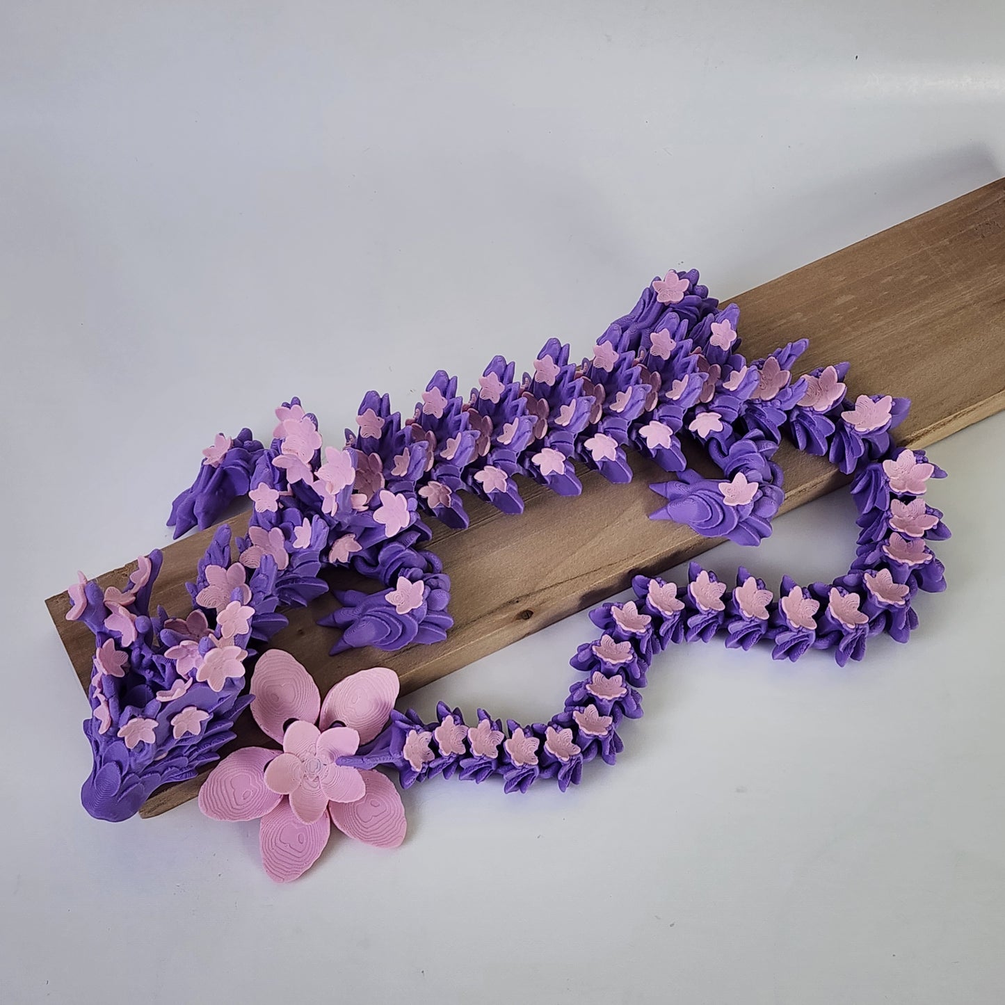 Articulated 18 Inch Cherry Blossom Dragon - Purple/Pink