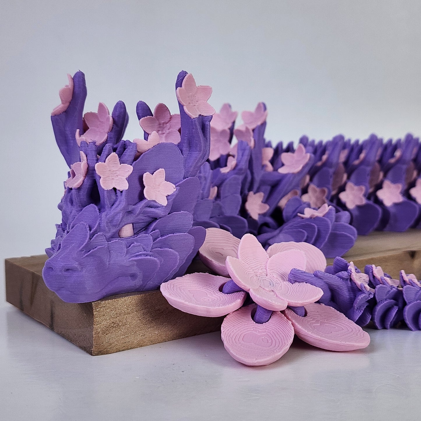 Articulated 18 Inch Cherry Blossom Dragon - Purple/Pink