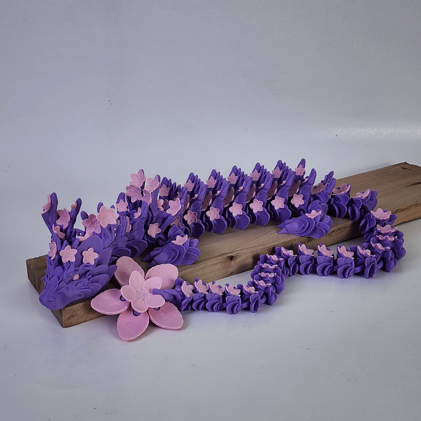 Articulated 18 Inch Cherry Blossom Dragon - Purple/Pink