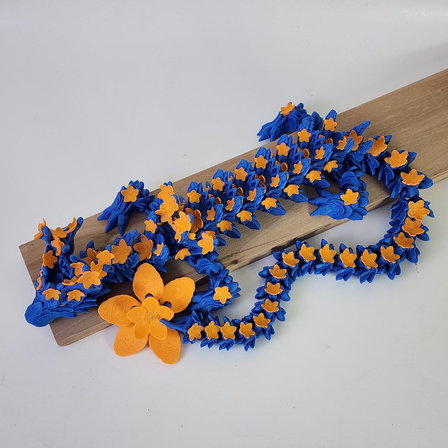 Articulated 18 Inch Cherry Blossom Dragon - Blue/Orange