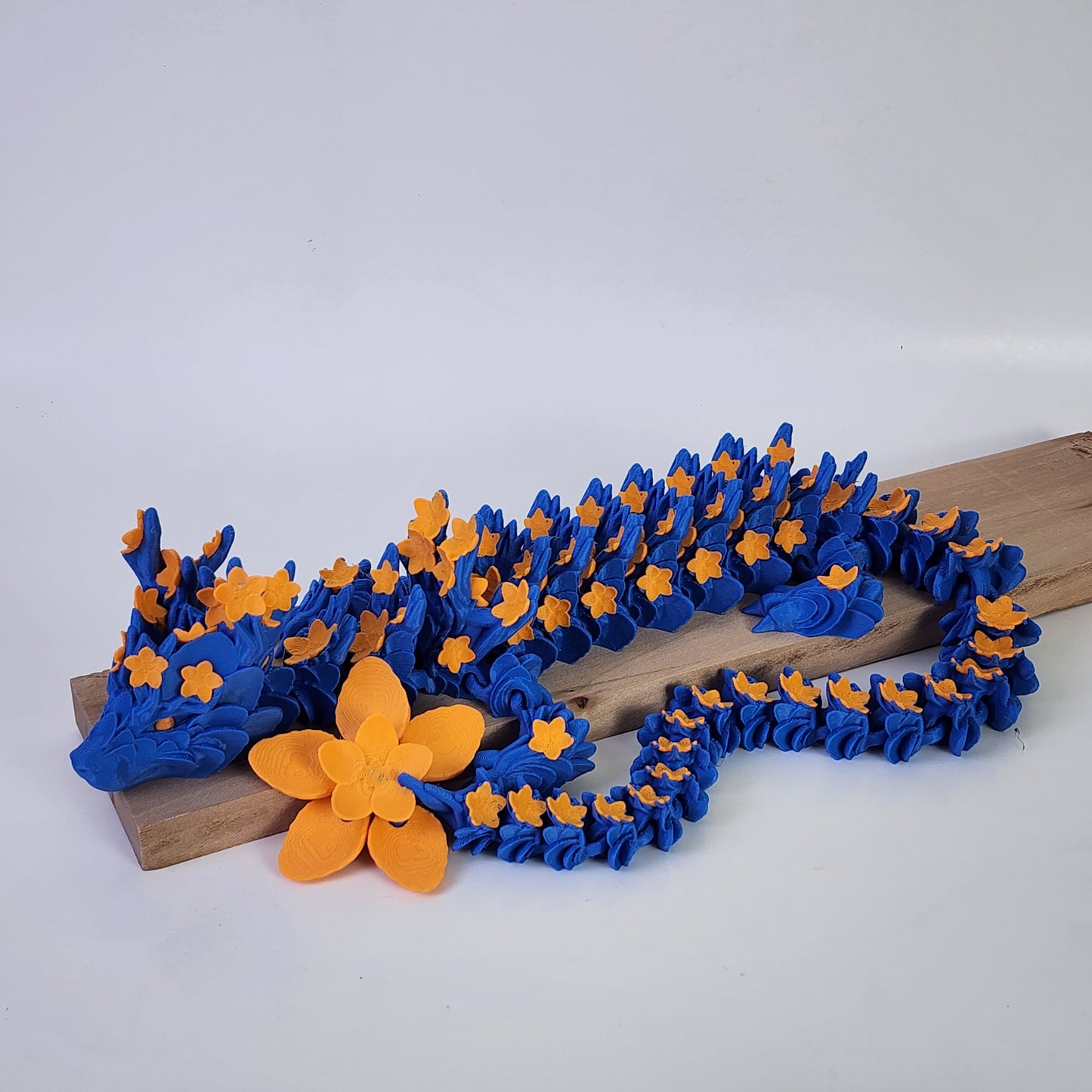 Articulated 18 Inch Cherry Blossom Dragon - Blue/Orange