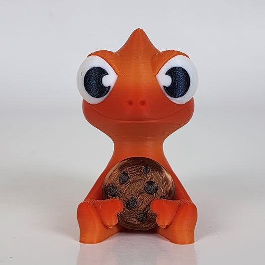 The Karma Stories "Karmen Chameleon" With Cookies! Orange Gradient Colored. YouTube Channel Mascot!