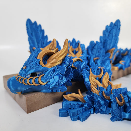 Articulated Large Lunar Wing Dragon - Blue / Gold