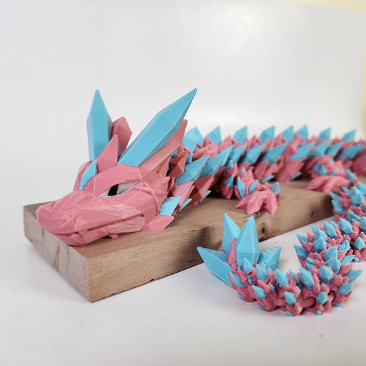 Articulated 24" Crystal Dragon - Pink / Blue