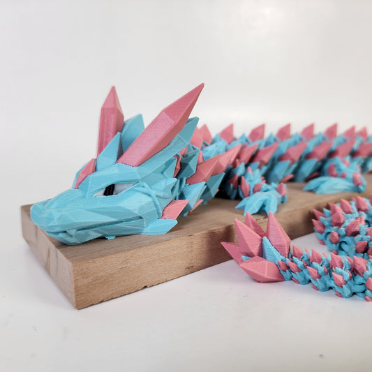 Articulated 24" Crystal Dragon - Blue / Pink
