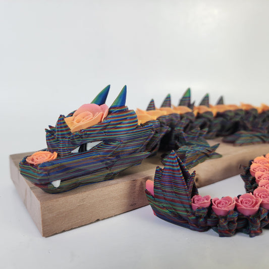 Articulated 21 Inch Rose Dragon - RGB Twist / Peachy Sunrise