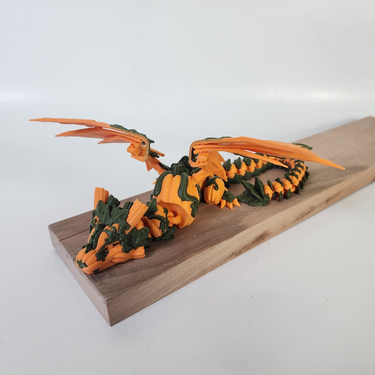 Articulated 12 Inch Winged Pumpkin Wyvern - Matte Orange / Matte Green