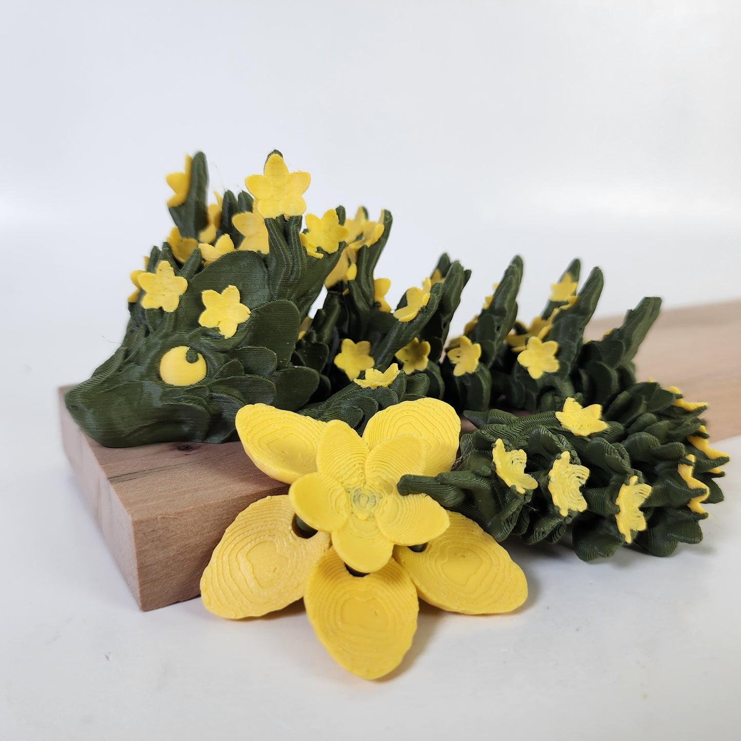 Articulated 9.5 Inch Cherry Blossom Baby Dragon - Green / Yellow