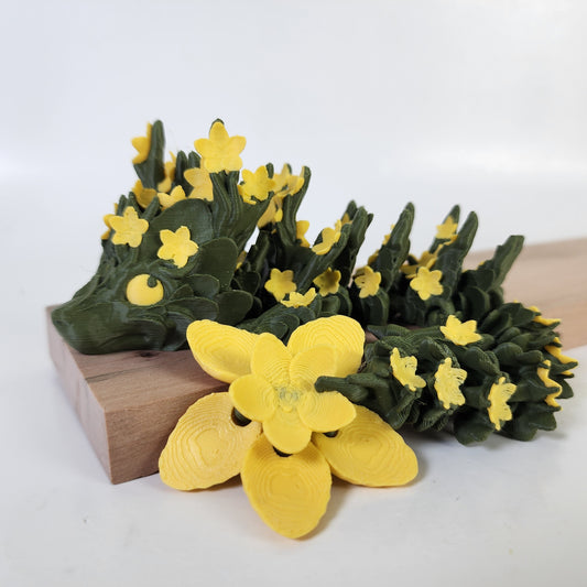Articulated 9.5 Inch Cherry Blossom Baby Dragon - Green / Yellow