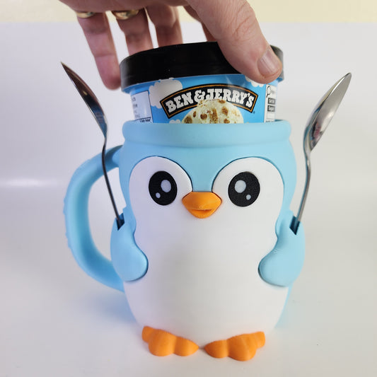 Ice Cream Pint Holder - Pebbles the Penguin - Blue/White